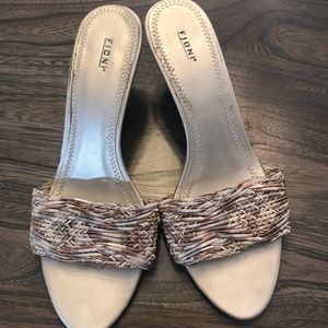 Fioni gold thread wedge sandals